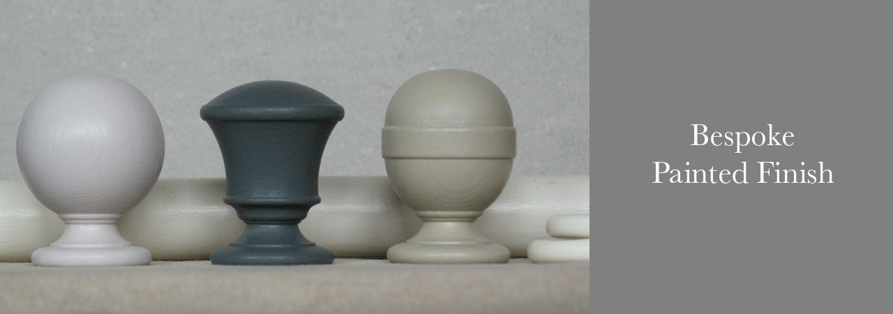 Banner image- 3 Bespoke painted curtaian pole finials