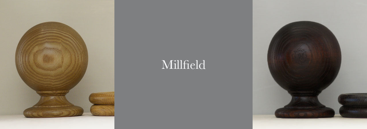 Millfiled finial for wooden curtain poles 