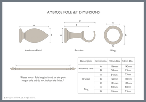 Cream Curtain Poles with Ambrose Finial