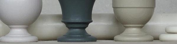 curtain pole finials in Farrow and Ball paint finishes
