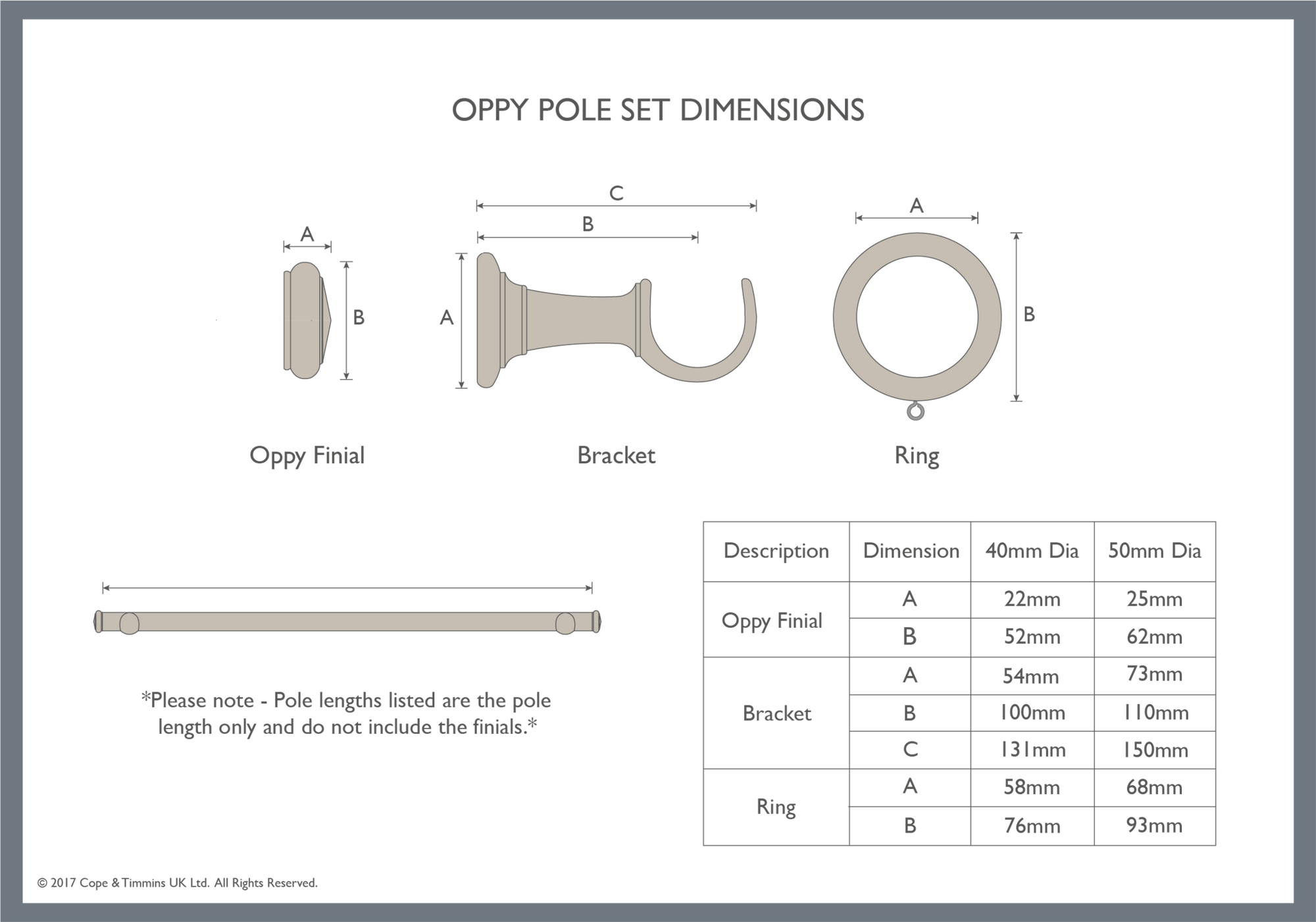 Mahogany Curtain Poles with Oppy Finial