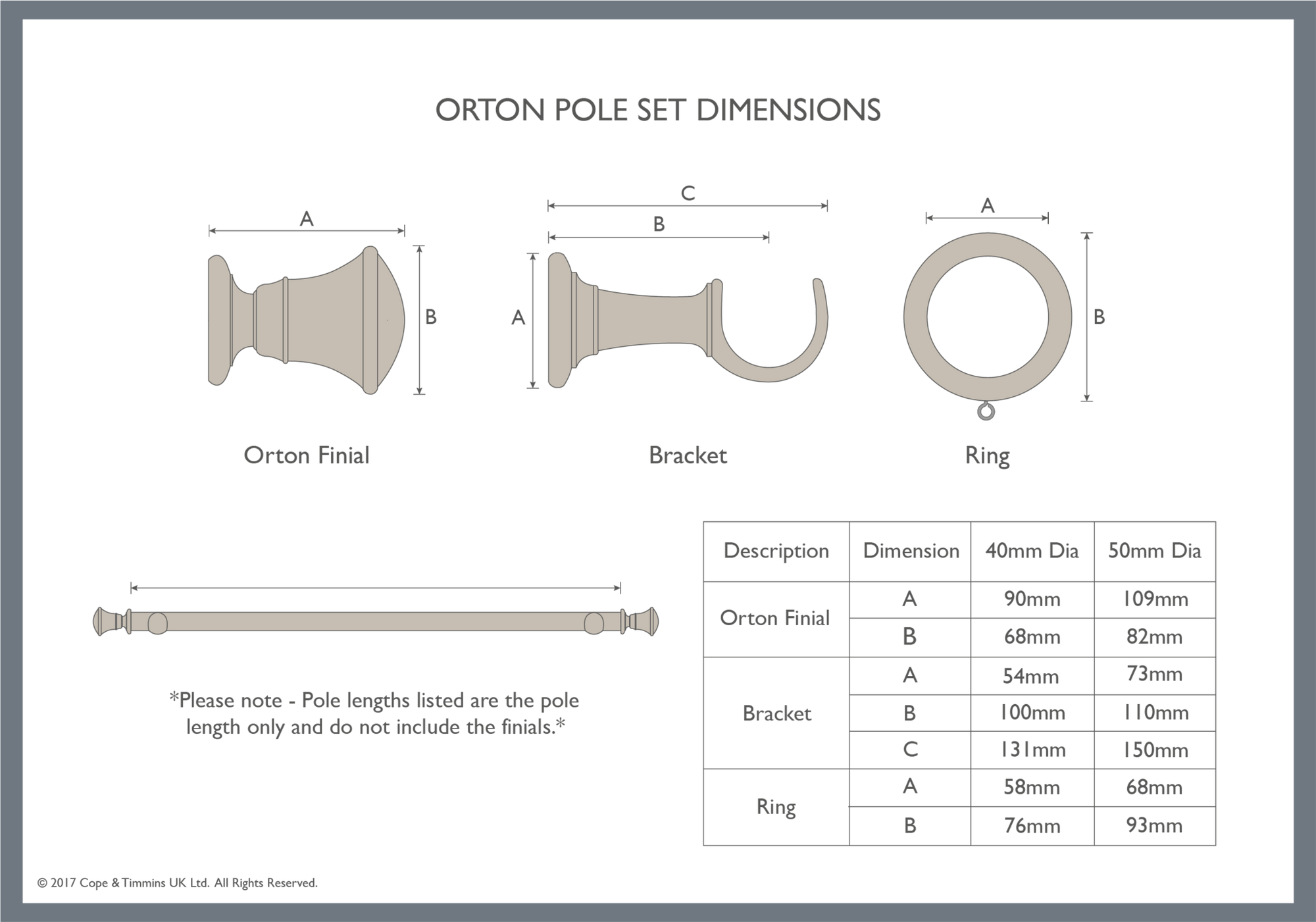 Dark Oak Curtain Poles with Orton Finials