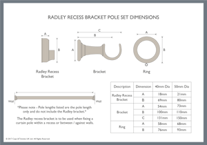 Cream Curtain Poles with Radley Recess Bracket