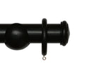 Product image. Black Oppy curtain pole set by Cope and Timmins UK.