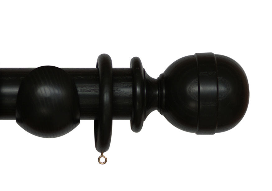 Product image. Black Westcott curtain pole set by Cope and Timmins UK.