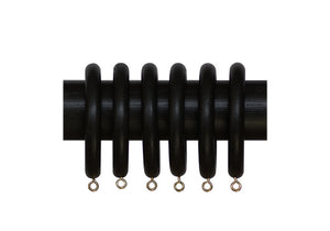 Black Wood Curtain Pole Rings (Box of 6)