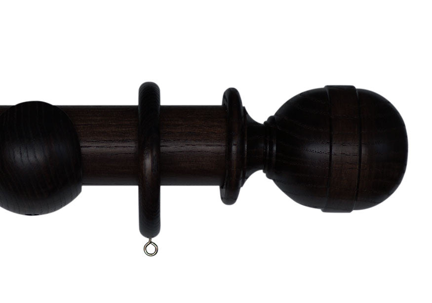 Wooden Curtain Pole with Westcott Finial in Walnut Finish