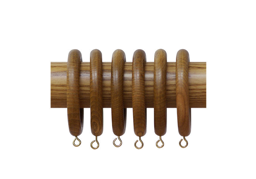 Wood Curtain Rings in Light Oak