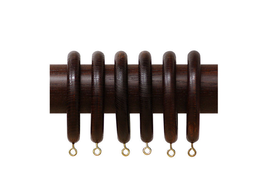 Wooden Curtain Pole Rings in Mahogany