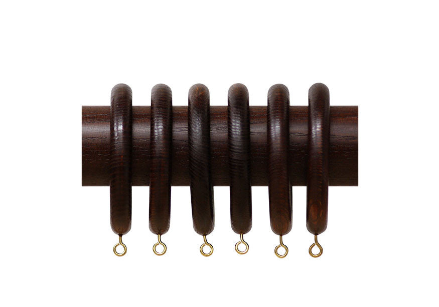 Wooden Curtain Pole Rings in Mahogany