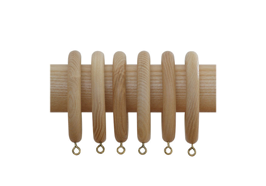 Natural Wood Curtain Pole Rings (Box of 6)