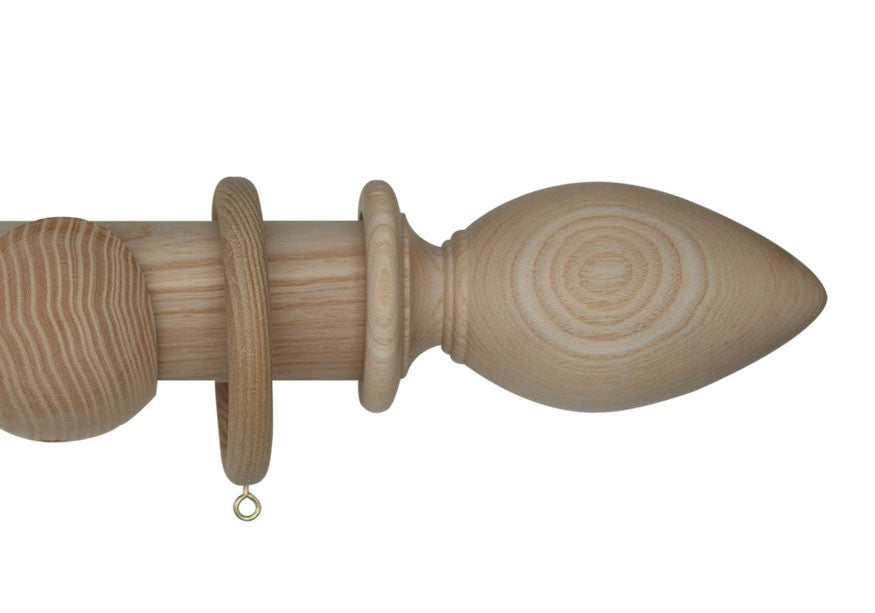 Unfinished Wood Curtain Pole with Ambrose Finial