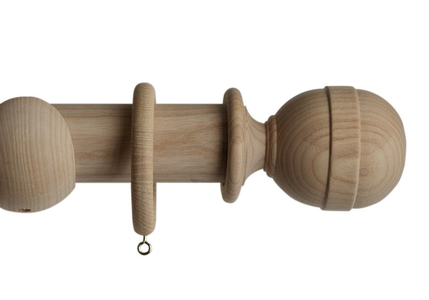 Unfinished Wood Curtain Pole with Westcott Wood Finial