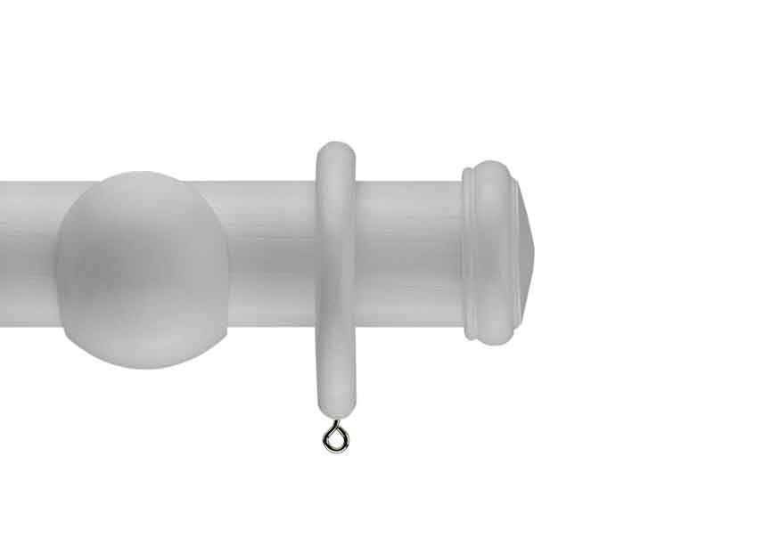 White curtain pole with Oppy wood finial