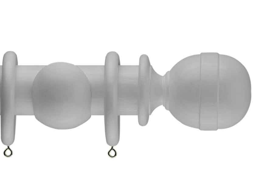 White curtain pole with Westcott wood finial