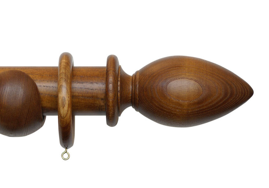 Wooden Curtain Pole with Ambrose Finial in Dark Oak