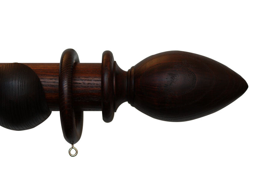 Curtain Poles with Ambrose Finials in Mahogany Finish