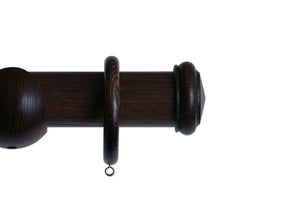 Wooden Curtain Poles with Oppy Finials in Walnut