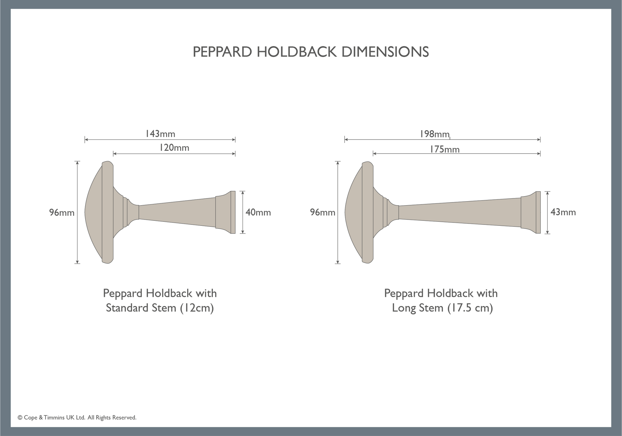 Dimension Sheet: White Peppard curtain holdback