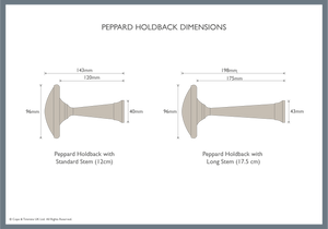 Dimension Sheet: White Peppard curtain holdback