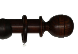 Wood Curtain Pole with Westcott Finial in Mahogany Finish