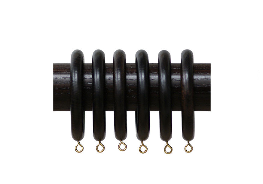 Wood Curtain Pole Rings in Walnut 