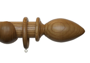 Light Oak Wooden Curtain Pole With Ambrose Finial