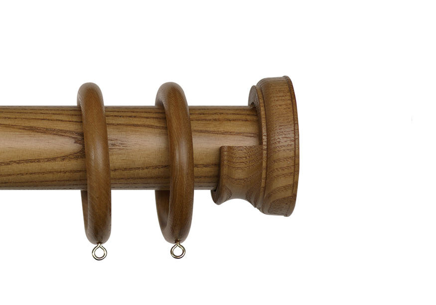 Wooden Curtain Pole with Radley Recess Bracket in Light Oak Finish