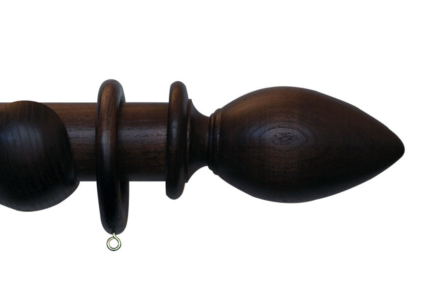 Wooden Curtain Pole Finished In Walnut with Ambrose Finial