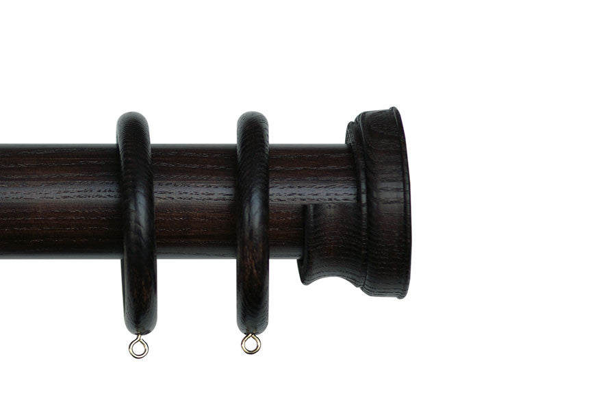 Wooden Curtain Pole with Radley Recess Bracket in Walnut